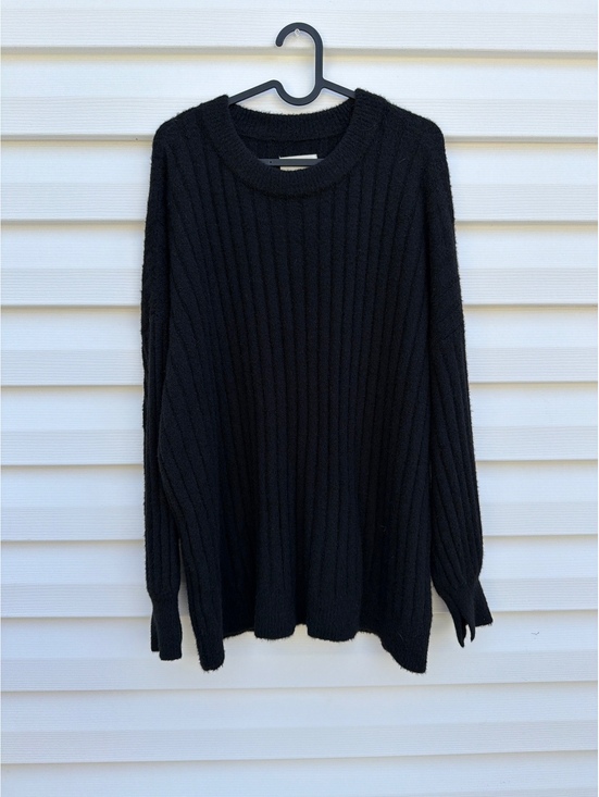 aerie Sweaters - Aerie Women's S Black Ribbed Crew Neck Oversized Knit Sweater